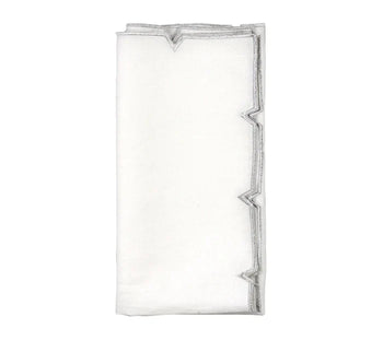 Kim Seybert Divot Napkin in White & Silver